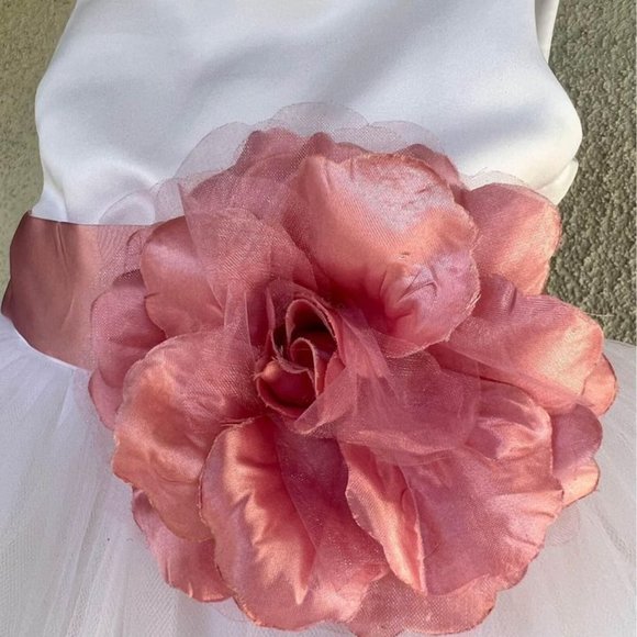 Beautiful Flower Girl Communion Special Occasion Dress includes Dusty Rose Bow - Picture 3 of 7